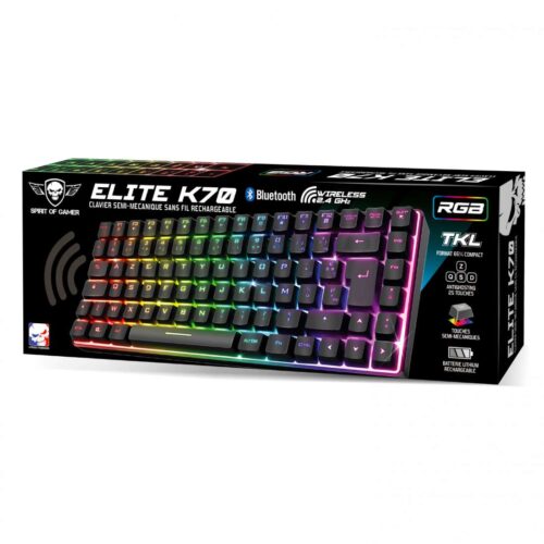 Spirit of Gamer Elite K70 TKL Félmechanikus Vezeték nélküli RGB B...