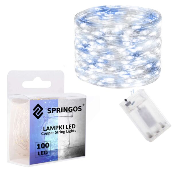 Springos elemmel működő ledes lámpák 100 leds