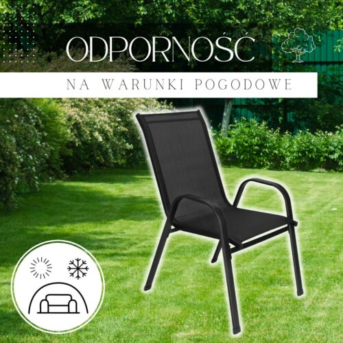 Springos fém kerti Szék 73x55.5x93cm - Fekete