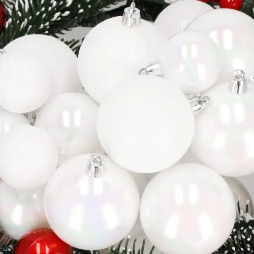 Springos Karácsonyfa gömbök 4/5/6cm 30db - fehér
