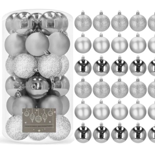 Springos Karácsonyfa gömbök 6 cm 30 db - ezüst