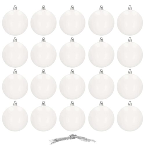 Springos Karácsonyfa gömbök 8 cm 20 db - fehér