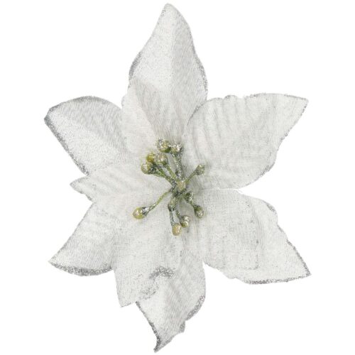 Springos Karácsonyi dekoráció mikulásvirág fehér 13x13 cm