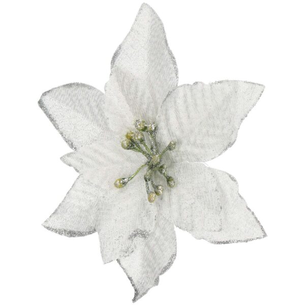 Springos Karácsonyi dekoráció mikulásvirág fehér 13x13 cm