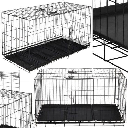 Springos összecsukható Kennel 130x60x70cm - Fekete