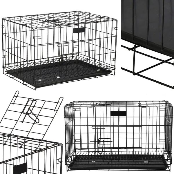 Springos összecsukható Kennel 93x67x56x5cm - Fekete