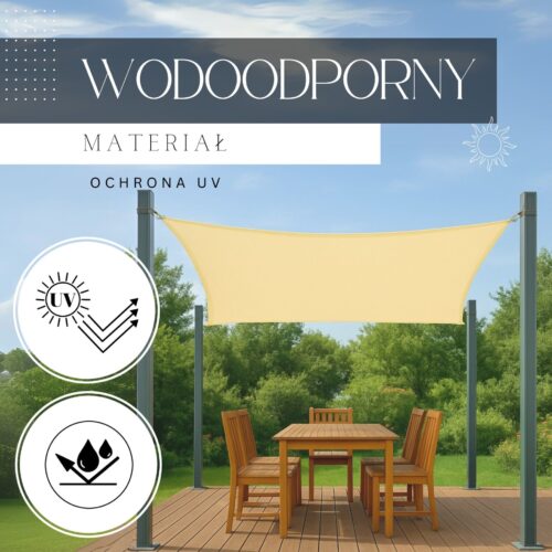 Springos vízálló szögletes Napvitorla 4x3m 160 g/m2 - Bézs