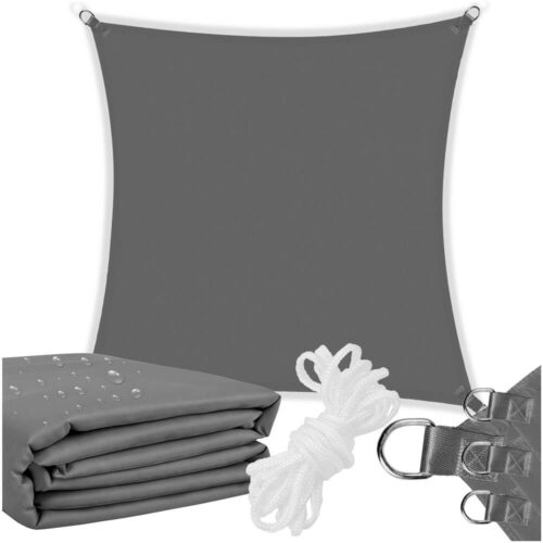 Springos vízálló szögletes Napvitorla 4x4m 160g/m2 - Grafit