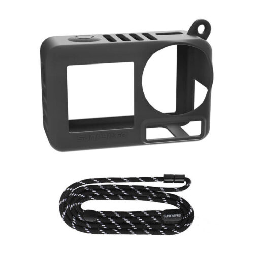 Sunnylife OA5-BHT885-D szilikon tok szíjjal az ACTION 5 PRO-hoz Fekete