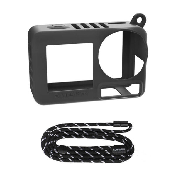 Sunnylife OA5-BHT885-D szilikon tok szíjjal az ACTION 5 PRO-hoz Fekete