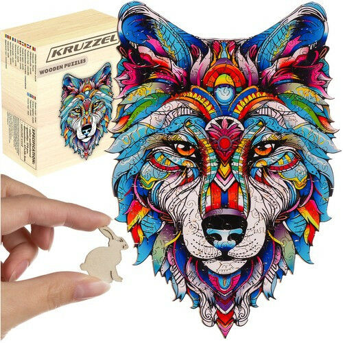 Színes fa puzzle farkas