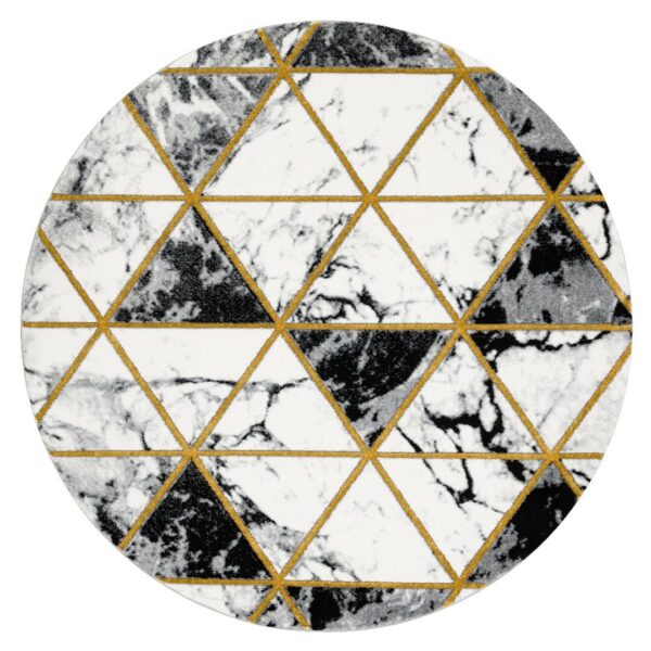 Szőnyeg kerek ESTEMA MARBLETRIANGLES fekete r160