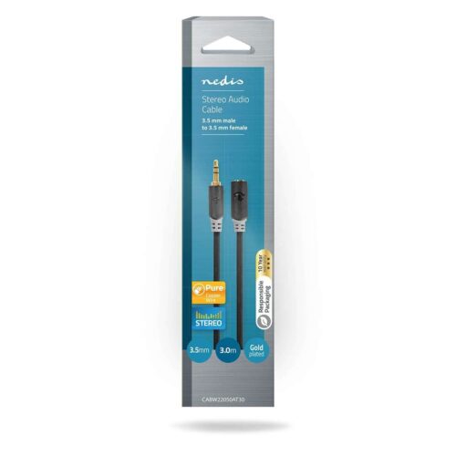 Sztereó audiokábel | 3.5 mm Dugasz | 3.5 mm Aljzat | Aranyozott |...