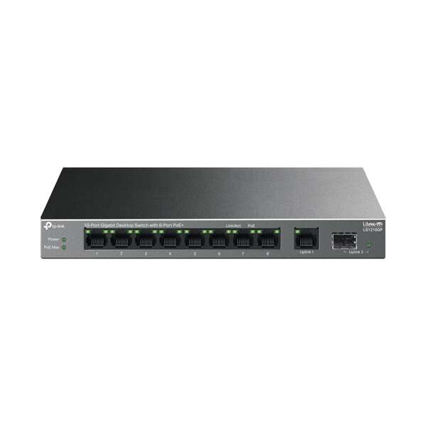 Tp-link switch 10x1000mbps (8xpoe+) fémházas asztali