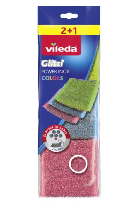 Vileda Glitzi Power Inox Colors Súrolópárna 3db