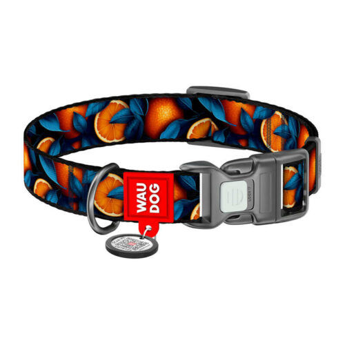 Waudog "Oranges" nylon dog collar with QR code
