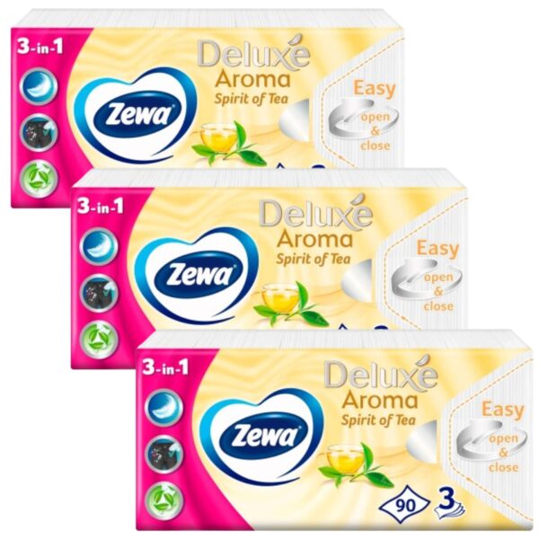 Zewa Deluxe 3 rétegű Papír zsebkendő -  Spirit Of Tea 3x90db