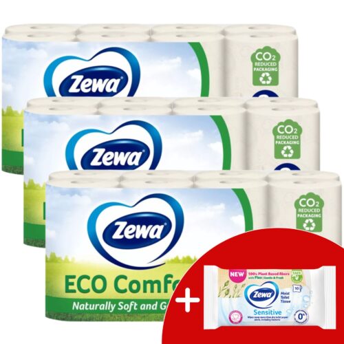 Zewa Eco Comfort 3 rétegű Toalettpapír 3x16 tekercs + Ajándék ned...