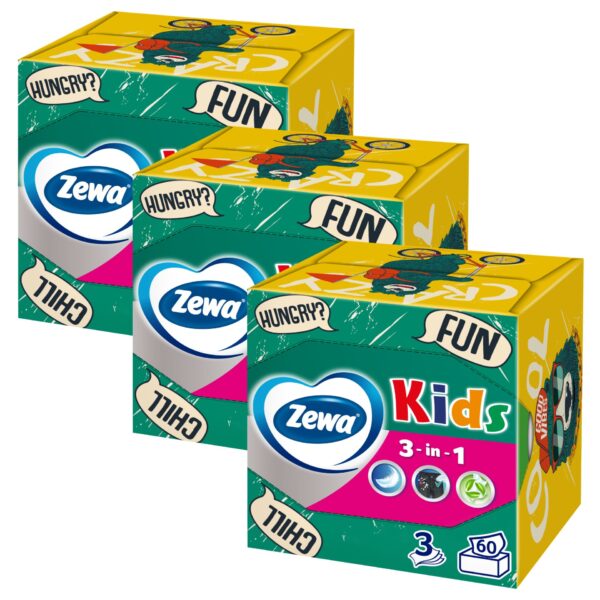 Zewa Kids illatmentes 3 rétegű dobozos Papír zsebkendő 3x60db