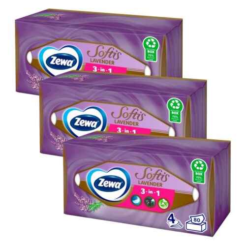Zewa Softis 4 rétegű dobozos Papír zsebkendő - Lavender 3x80db