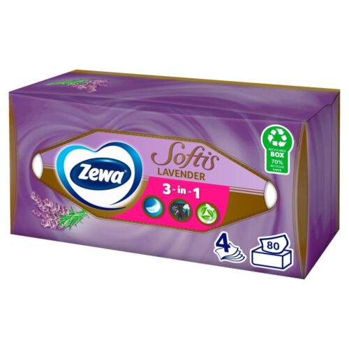 Zewa Softis 4 rétegű dobozos Papír zsebkendő - Lavender 80db