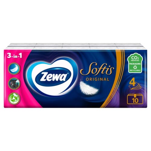 Zewa Softis Original 4 rétegű Papír zsebkendő - Illatmentes 10x9db