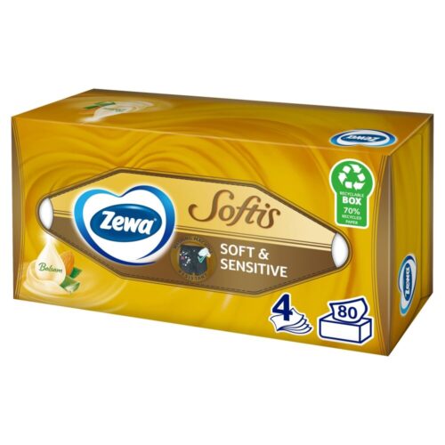 Zewa Softis Soft&Sensitive 4 rétegű dobozos Papír zsebkendő 80db