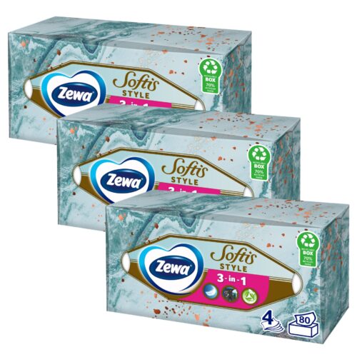 Zewa Softis Style 4 rétegű dobozos Papír zsebkendő 3x80db