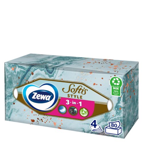 Zewa Softis Style 4 rétegű dobozos Papír zsebkendő 80db
